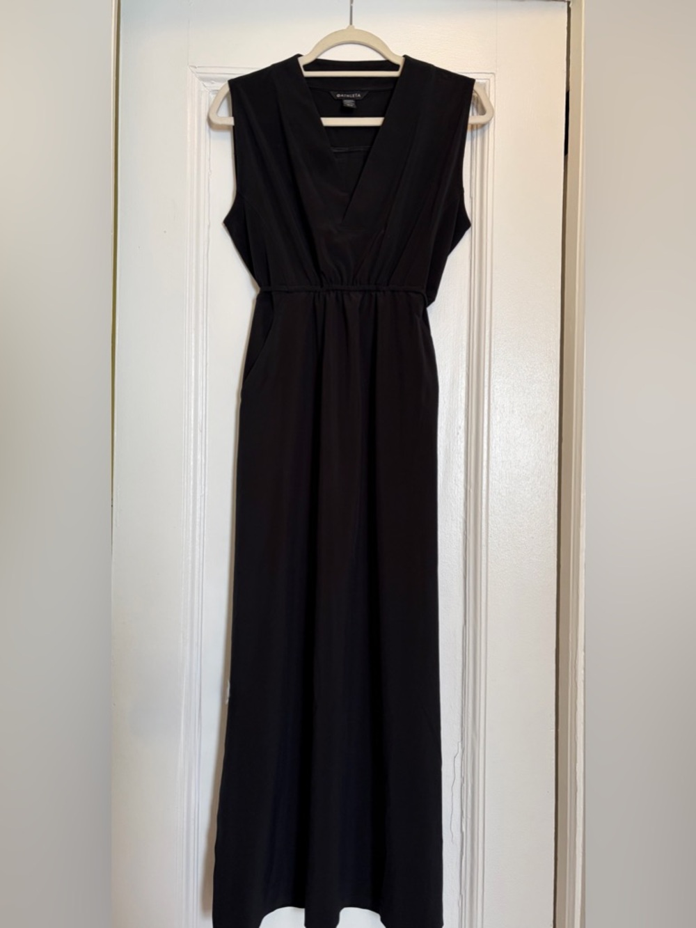 Athleta Marlow Black Maxi Dress with V-Neck, XS Petite - Picture 5 of 7